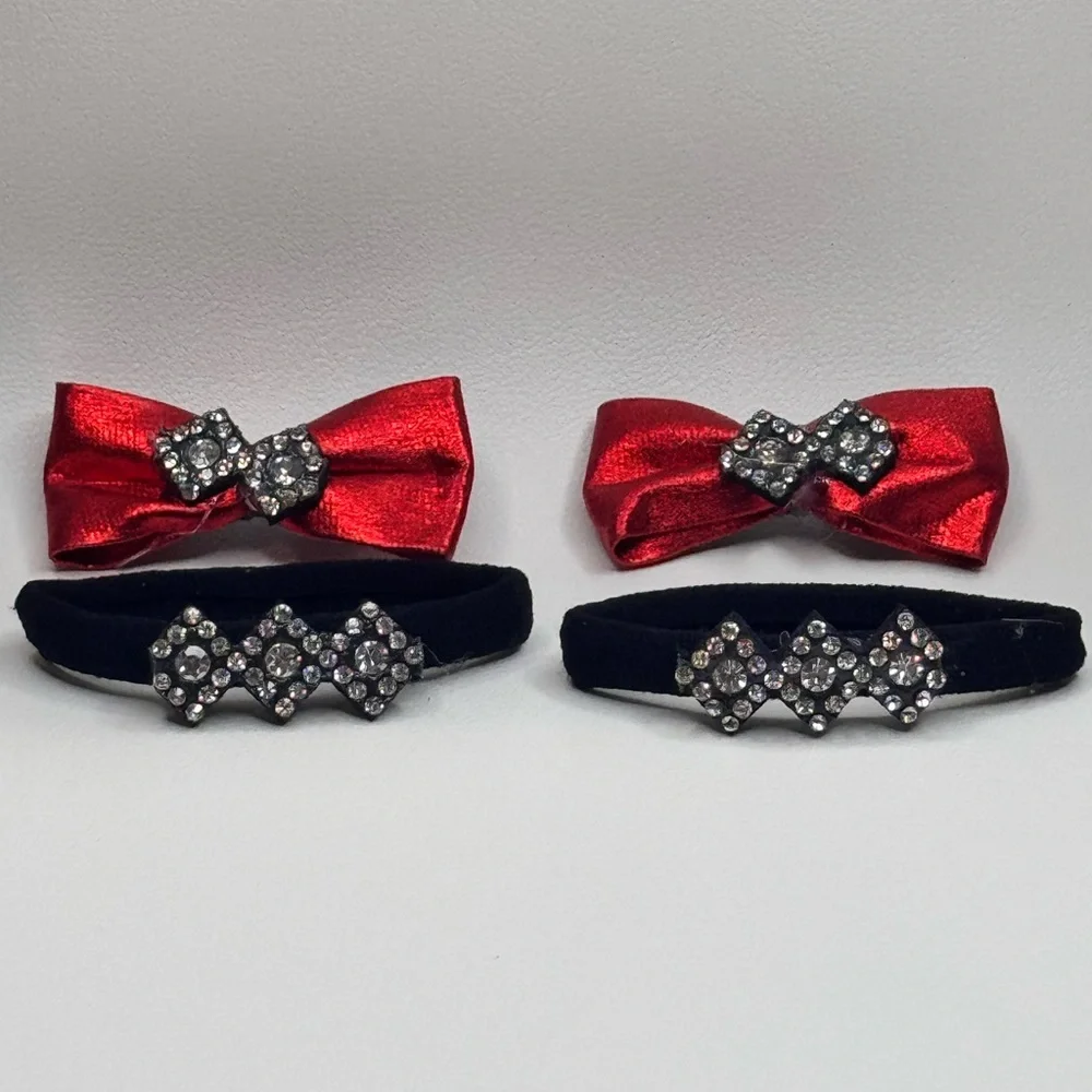 Pink and Black Hair Accessories with Elegant Rhinestone Embellishments